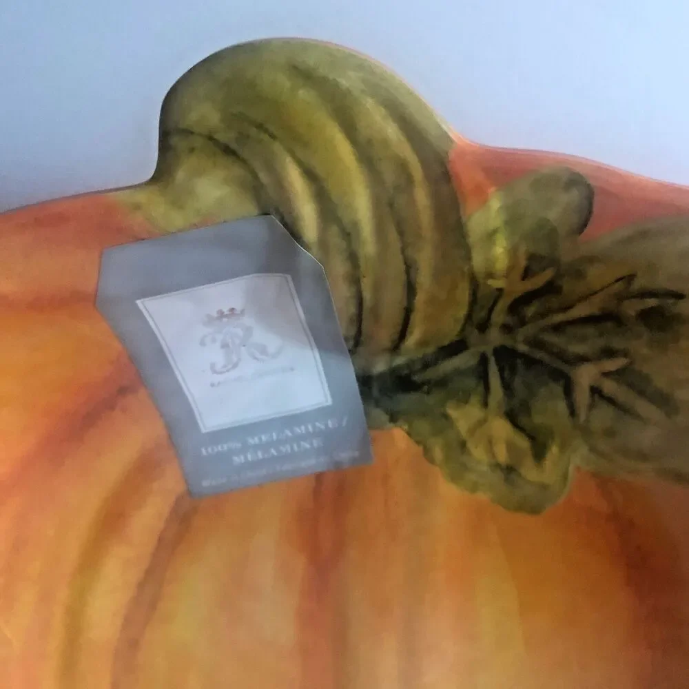 Rachel Ashwell Thanksgiving Plates Bowl Melamine Pumpkin Shaped Serving Set of 4
